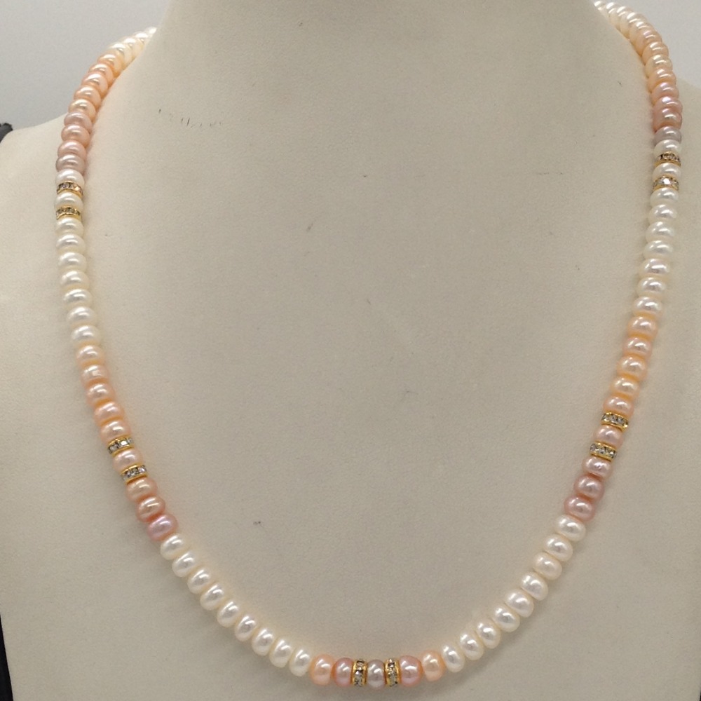 Multicoloured Shaded Pearls Mala With CZ Chakri JPM0318
