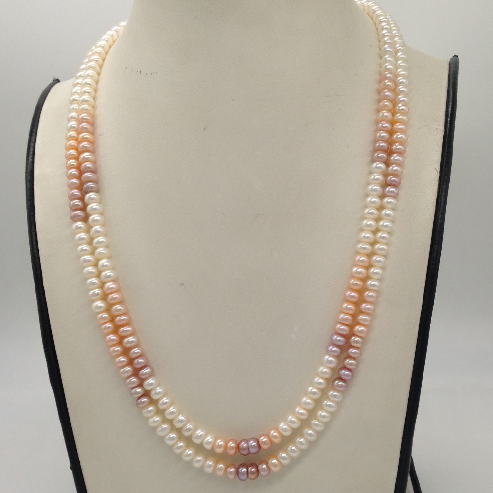 Multicoloured Shaded Flat Pearls 2 Layers Necklace JPM0315