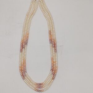 Multicoloured Shaded Flat Pearls 3 Layers Necklace JPM0314