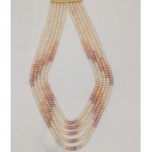 Multicoloured Shaded Flat Pearls 5 Layers Necklace JPM0313
