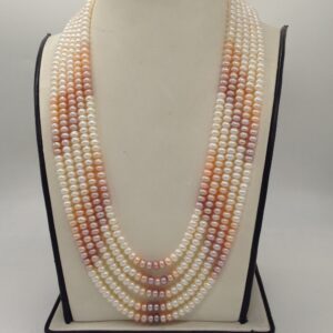 Multicoloured Shaded Flat Pearls 5 Layers Necklace JPM0313