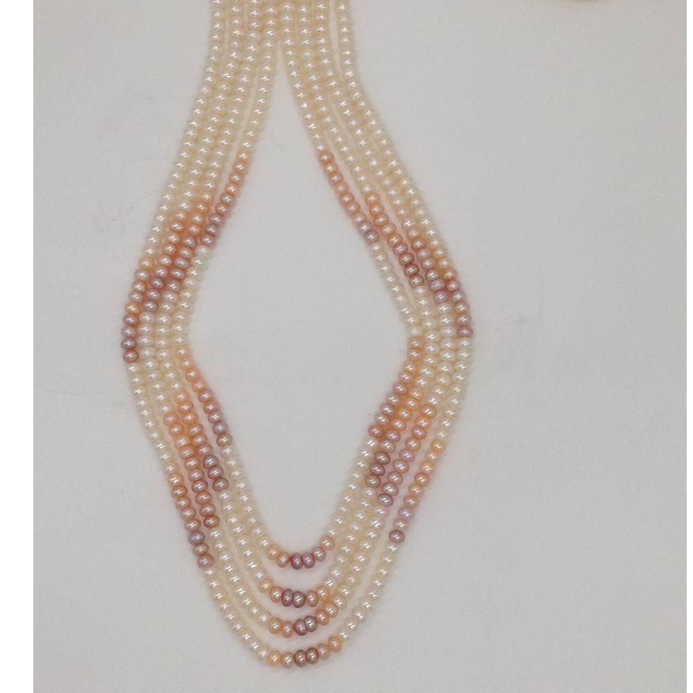 Multicoloured Shaded Flat Pearls 4 Layers Necklace JPM0312