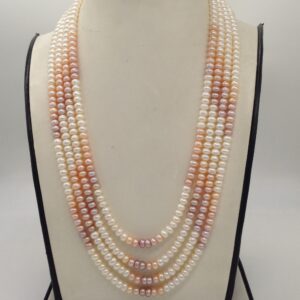 Multicoloured Shaded Flat Pearls 4 Layers Necklace JPM0312