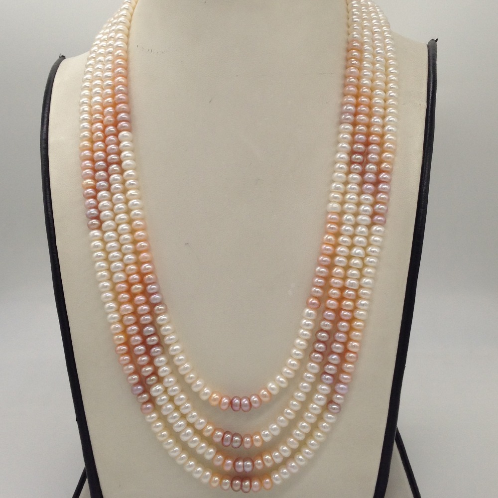 Multicoloured Shaded Flat Pearls 4 Layers Necklace JPM0312