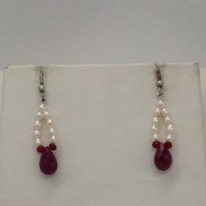 White pearls and ruby drops haar set jpp1037
