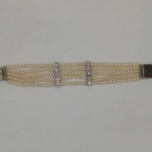 White CZ Patti Haar Full Set with 5 Lines Round Pearls JPP1038