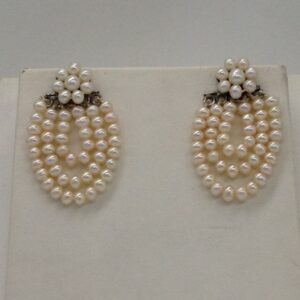 White CZ Patti Haar Full Set with 5 Lines Round Pearls JPP1038