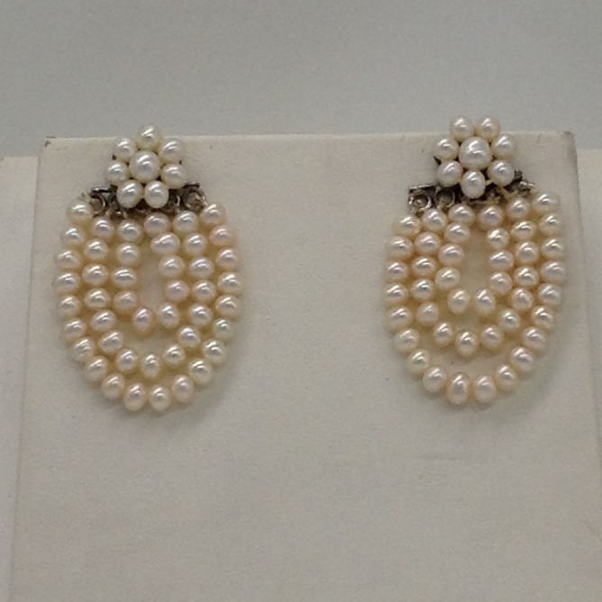 White CZ Patti Haar Full Set with 5 Lines Round Pearls JPP1038