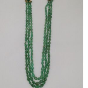 Natural Green Russian Emeralds Oval Aweja Necklace JSS0116