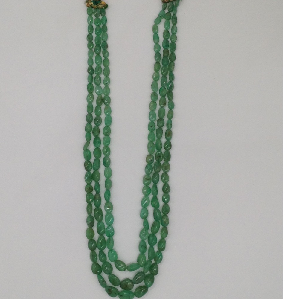 Natural Green Russian Emeralds Oval Aweja Necklace JSS0116