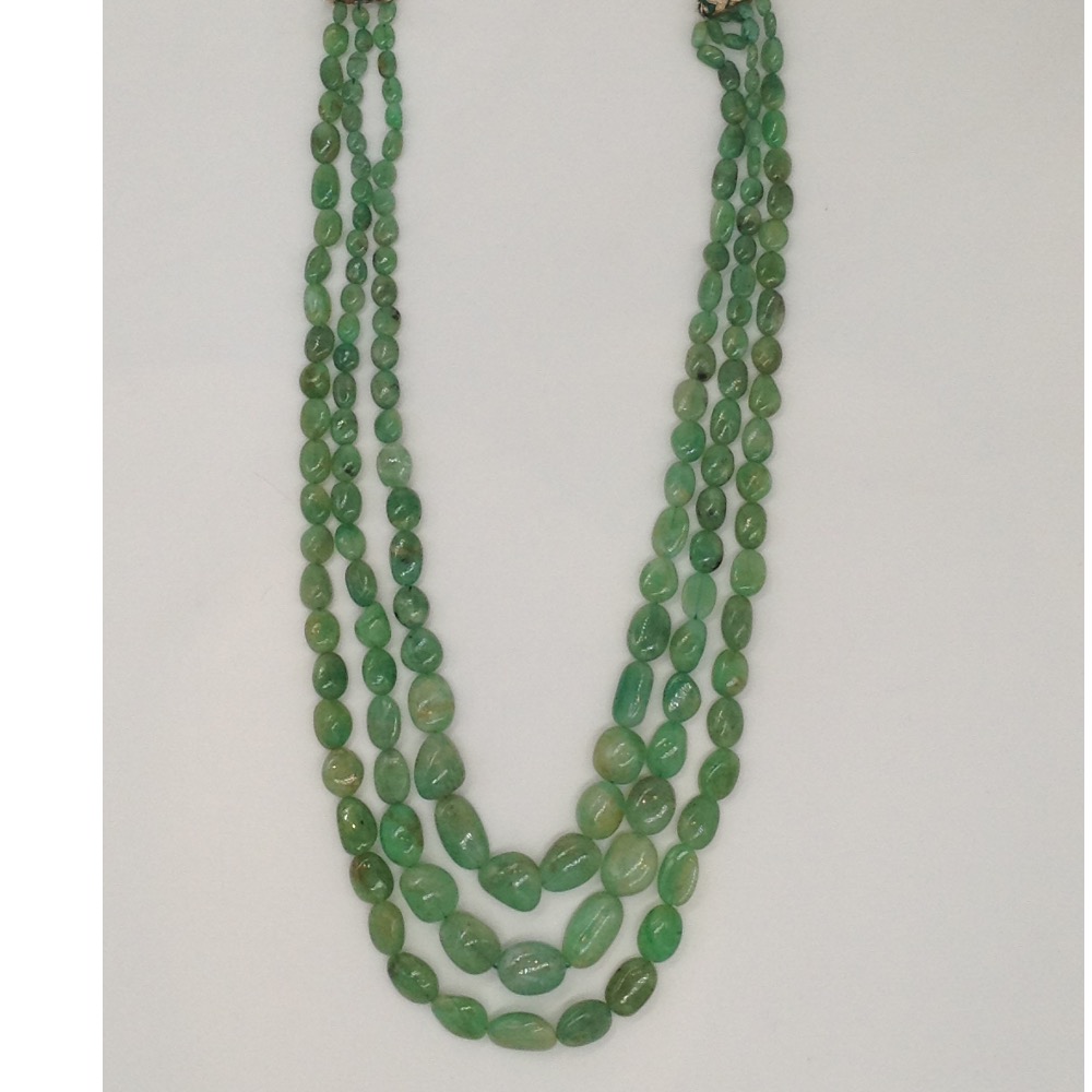 Natural Green Russian Emeralds Oval Aweja Necklace JSS0115