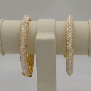 White flat pearls 3 layers bangles jbg0071