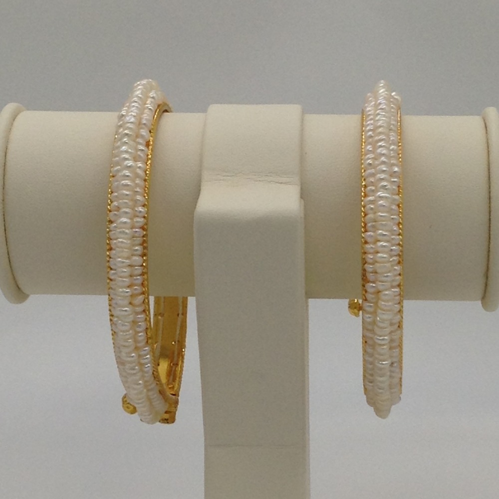 White flat pearls 3 layers bangles jbg0071