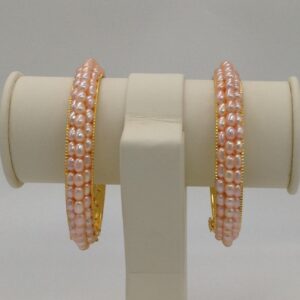 Peach Oval Pearls 3 Layers Bangles JBG0067
