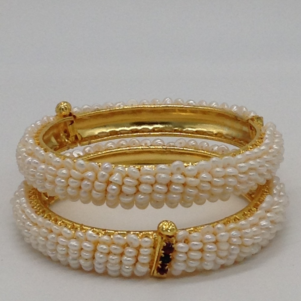 White Flat Pearls 5 Layers Baldar Bangles JBG0062