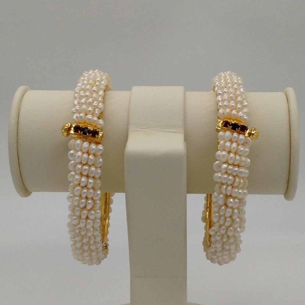 White Flat Pearls 5 Layers Baldar Bangles JBG0062