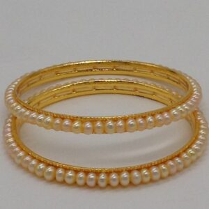 Cream Flat Pearls Bangles JBG0058