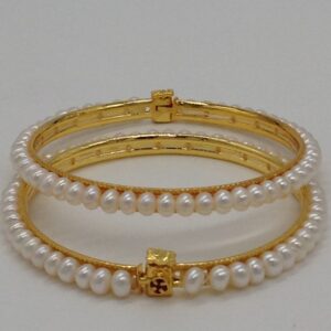 White Flat Pearls Bangles JBG0055