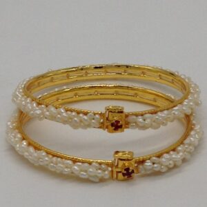 White Rice Twisted Pearls Bangles JBG0051