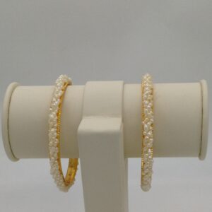 White Rice Twisted Pearls Bangles JBG0051