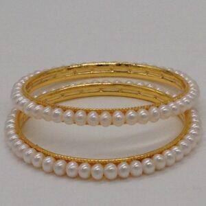 White Flat Pearls Bangles JBG0050
