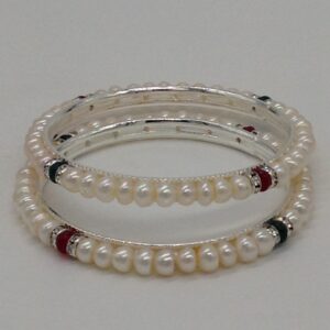 Pearls And Red, Green Semi Stones Bangles JBG0049