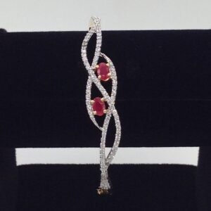 White And Red CZ Openable Kada Bracelet JBG0048