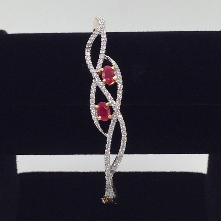 White And Red CZ Openable Kada Bracelet JBG0048
