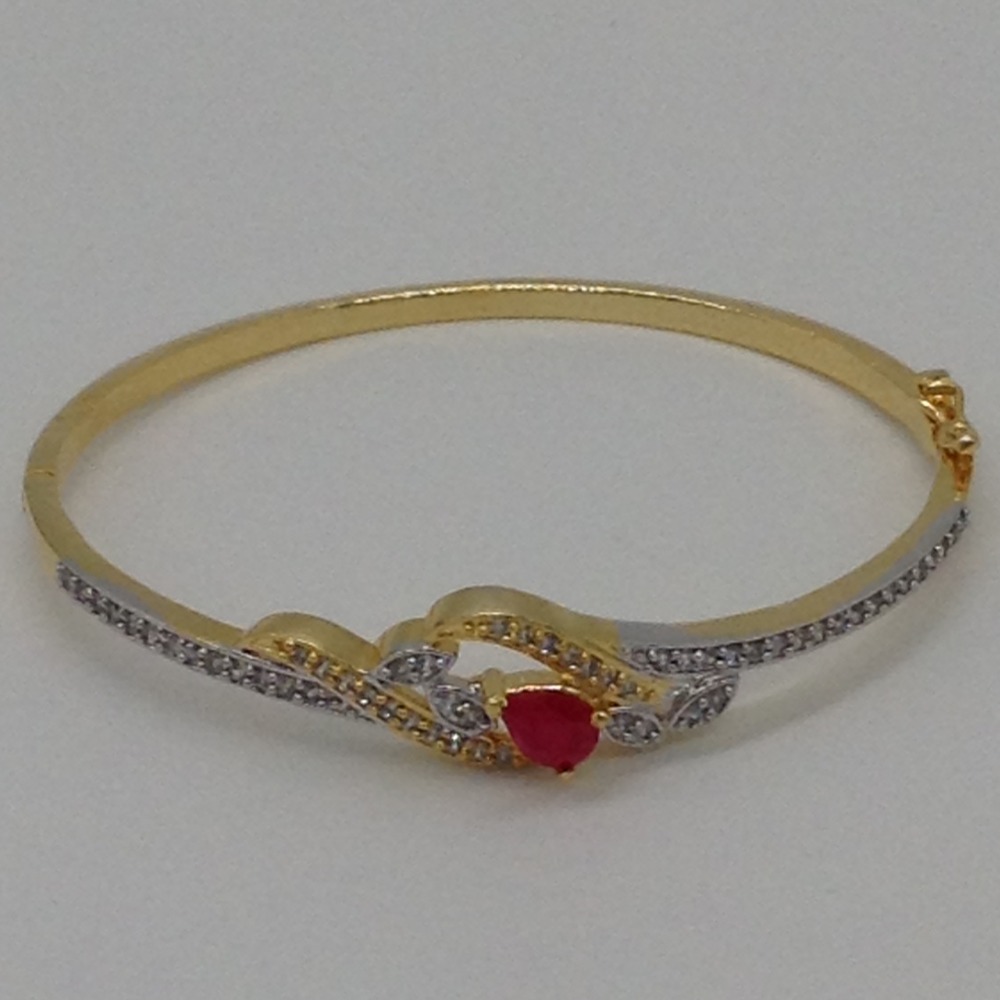White And Red CZ Openable Kada Bracelet JBG0040