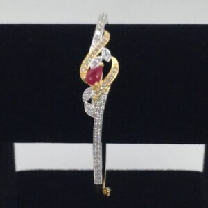 White And Red CZ Openable Kada Bracelet JBG0040