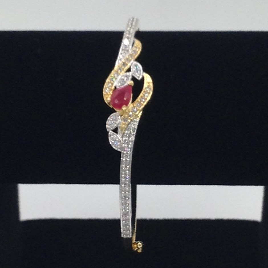 White And Red CZ Openable Kada Bracelet JBG0040