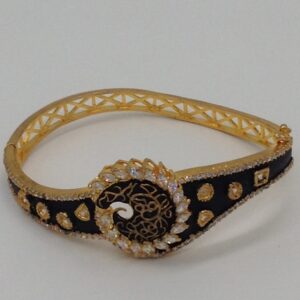 White CZ And Black Enamel Openable Kada Bracelet JBG0039