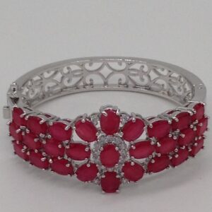 White And Red CZ Openable Kada Bracelet JBG0038