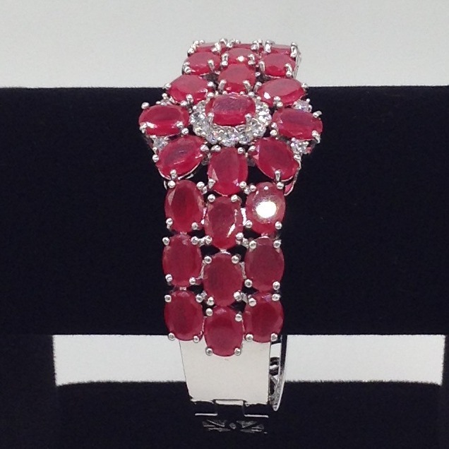 White And Red CZ Openable Kada Bracelet JBG0038