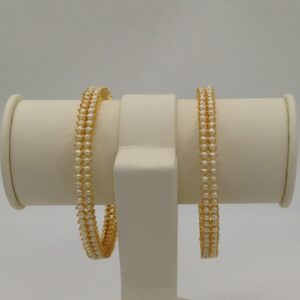 Freshwater white button pearls bangles jbg0036
