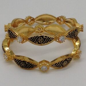 White CZ and Black Enamel Bangles JBG0032