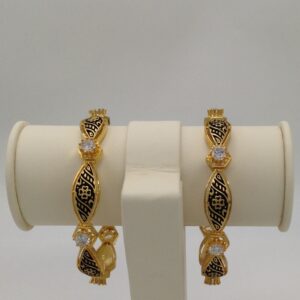 White CZ and Black Enamel Bangles JBG0032