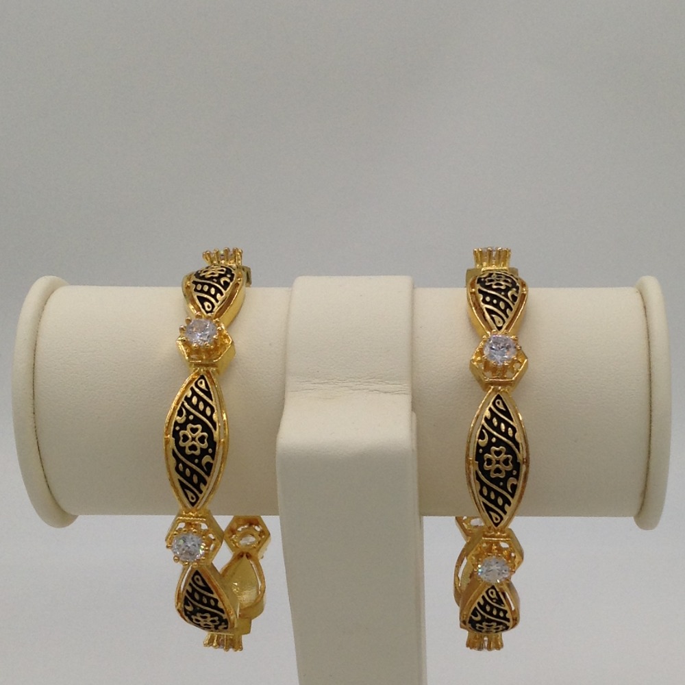 White CZ and Black Enamel Bangles JBG0032