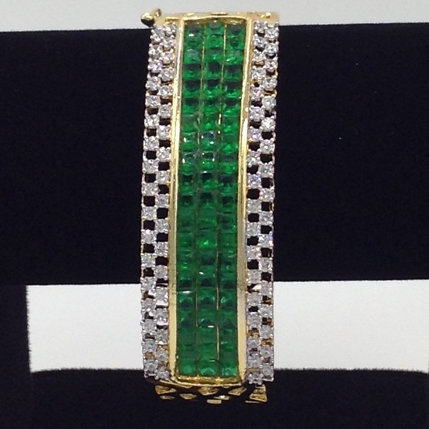 White And Green CZ Openable Kada Bracelet JBG0029