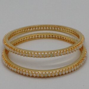 Freshwater White Button Pearls Bangles JBG0024