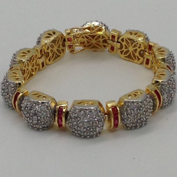 White and red cz flexible openable bracelet jbg0021
