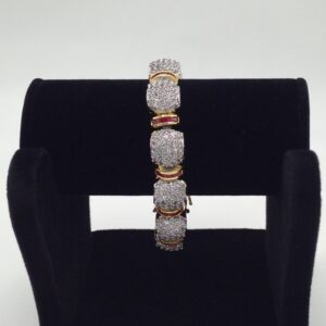 White and red cz flexible openable bracelet jbg0021