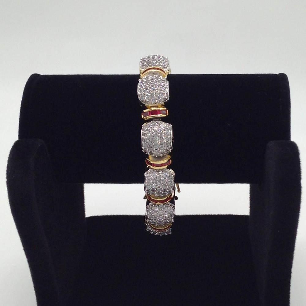 White and red cz flexible openable bracelet jbg0021