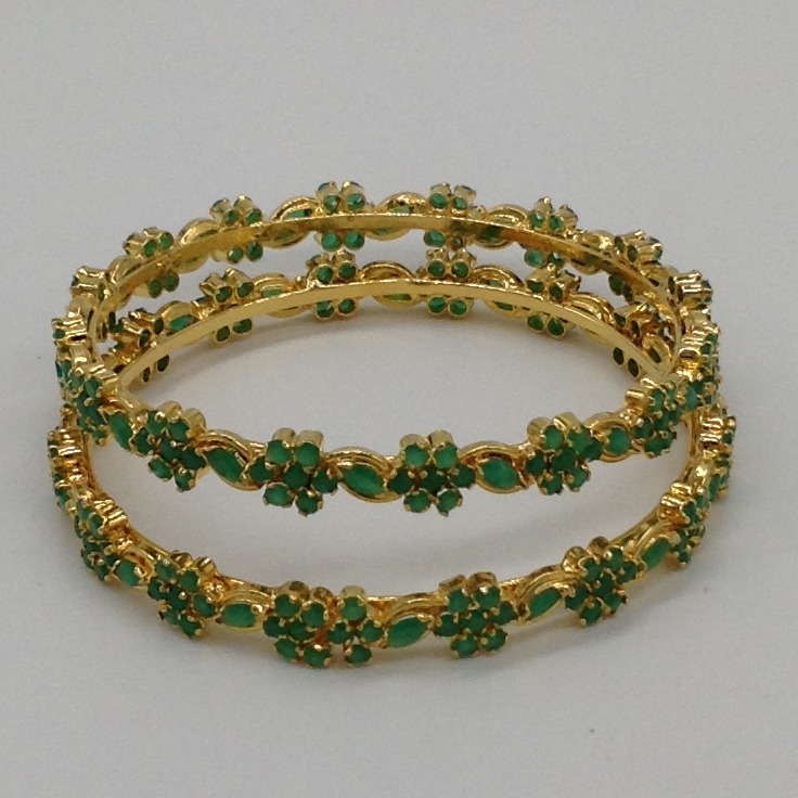 Green cz flower bangles jbg0018 - Image 2