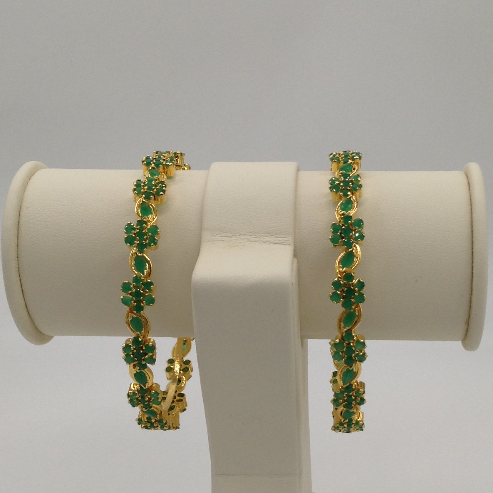 Green cz flower bangles jbg0018