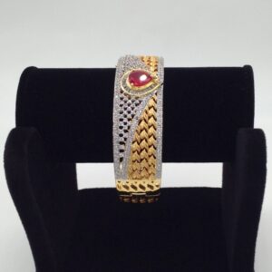 White and red cz openable Kada bracelet jbg0020