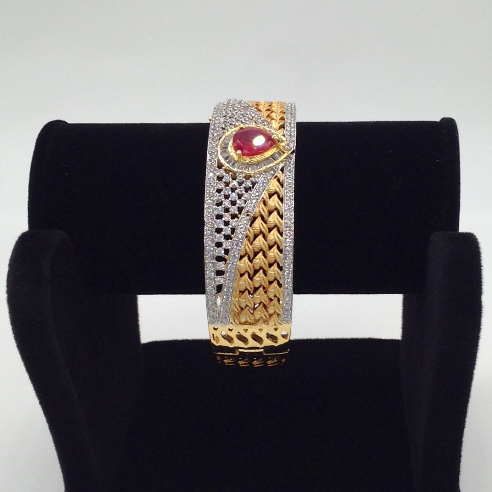 White and red cz openable Kada bracelet jbg0020