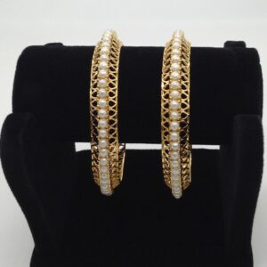 Freshwater white button pearls bangles jbg0001