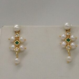 White Round Pearls and CZ Patti 4 Layers Patta Set JPP1035