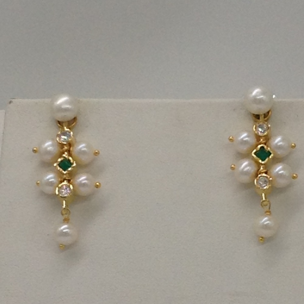 White Round Pearls and CZ Patti 4 Layers Patta Set JPP1035